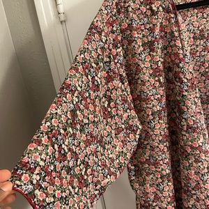 Lularoe Black Floral Sheer Waterfall Front Kimono Size large